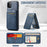 FIERRE SHANN 025 Style For iPhone 11 Pro Max Case Leather Back Cover Magnetic Card Holder RFID Blocking - Blue - 6