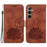 For Samsung Galaxy S24+ Case Lotus Pattern Leather Phone Cover Wallet Stand Feature - Brown - 1