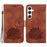 For Samsung Galaxy S24 Case Lotus Imprinted Leather Flip Phone Cover - Brown - 1
