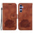 For Samsung Galaxy S23 FE Protective Case Leather Phone Cover Lotus Imprinted - Brown - 1