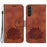 For Samsung Galaxy A14 4G / 5G Case Lotus Pattern Wallet Style Leather Phone Cover - Brown - 1