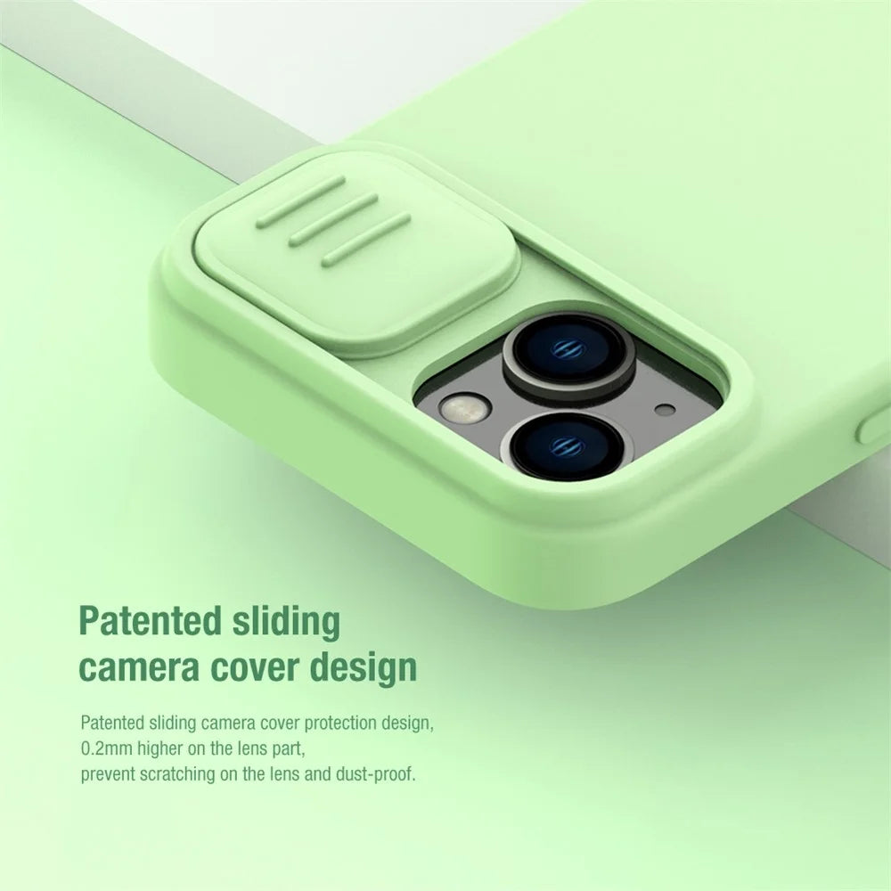 NILLKIN PC + Silicone Case for iPhone 14 Plus, Slide Camera Protection Drop-proof Phone Cover - Green - 3