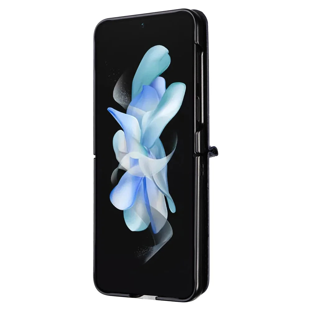For Samsung Galaxy Z Flip7 FE 5G / Z Flip6 5G Case PU Leather + PC Phone Cover Rhombus Card Slot - Black - 3