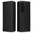 For Samsung Galaxy Z Fold6 5G Case Wallet PU Leather Phone Cover Rhombus Imprinted - Black - 1