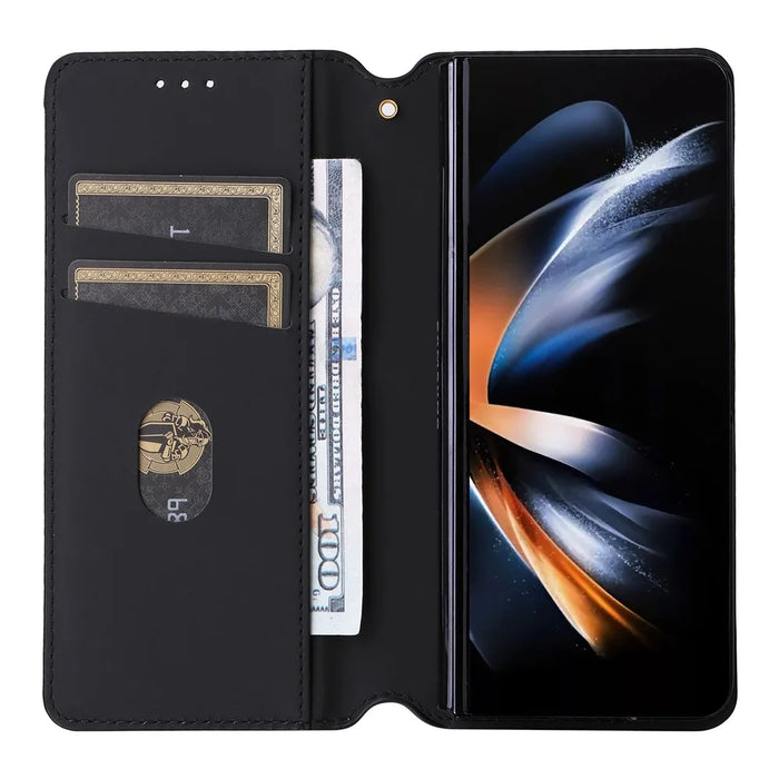 For Samsung Galaxy Z Fold6 5G Case Wallet PU Leather Phone Cover Rhombus Imprinted - Black - 2