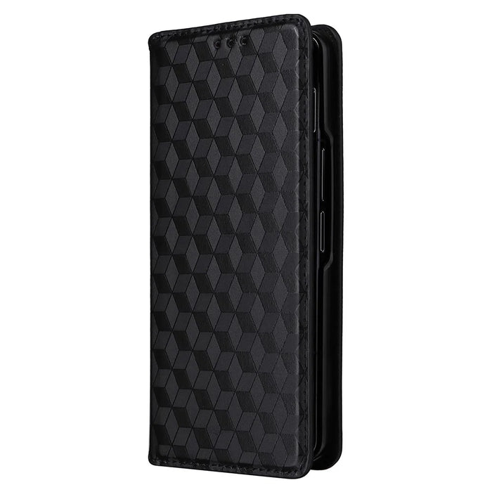 For Samsung Galaxy Z Fold6 5G Case Wallet PU Leather Phone Cover Rhombus Imprinted - Black - 7