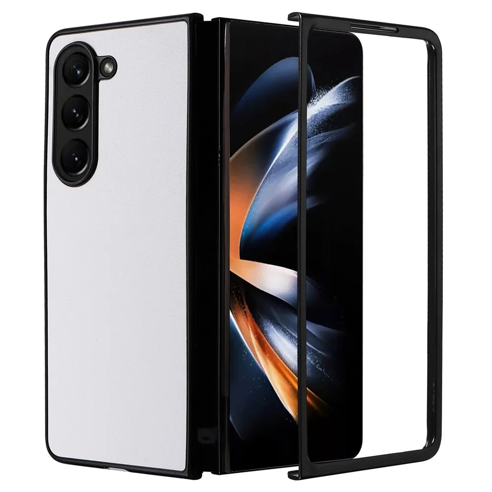 For Samsung Galaxy Z Fold6 5G Case PU Leather+PC Folding Phone Cover - White - 1