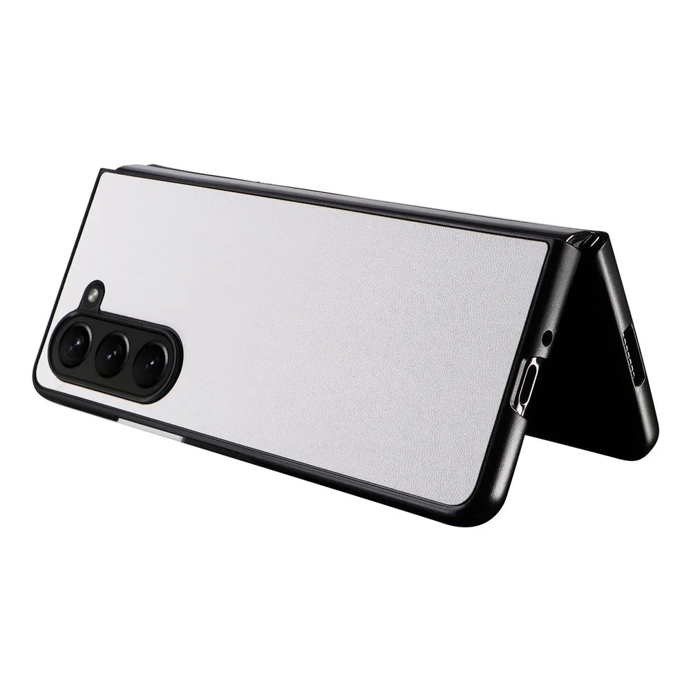 For Samsung Galaxy Z Fold6 5G Case PU Leather+PC Folding Phone Cover - White - 3
