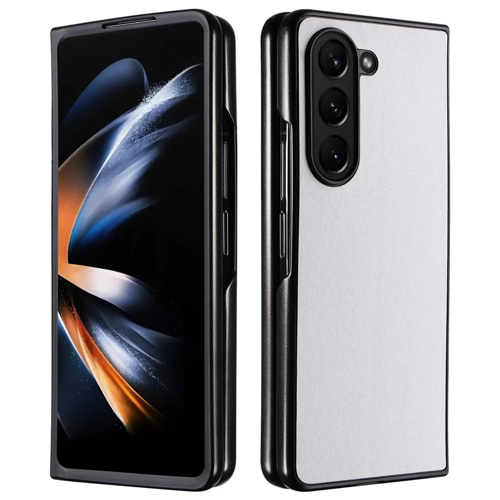 For Samsung Galaxy Z Fold6 5G Case PU Leather+PC Folding Phone Cover - White - 4
