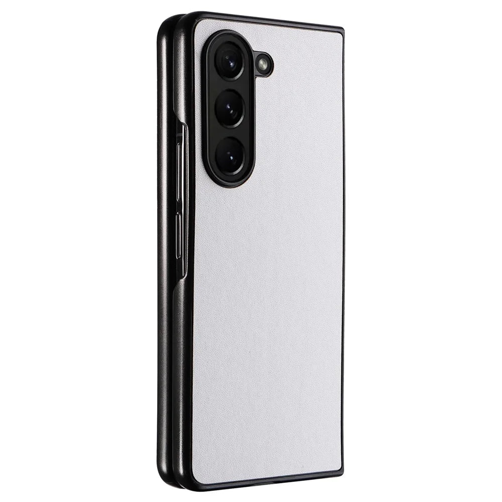 For Samsung Galaxy Z Fold6 5G Case PU Leather+PC Folding Phone Cover - White - 5