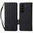 For Samsung Galaxy Z Fold6 5G Case with Wrist Strap Litchi Texture PU Leather Wallet Phone Cover - Black - 1