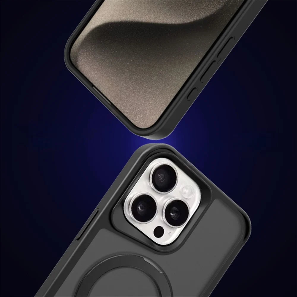 For iPhone 13 Pro Max Case Ring Kickstand PC+TPU Phone Cover Compatible with MagSafe - Black - 2
