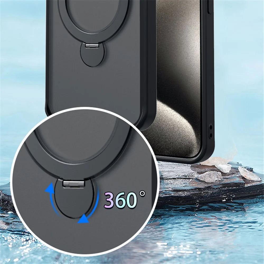 For iPhone 14 Pro Max Magnetic Case PC+TPU Ring Kickstand Phone Cover - Black - 4