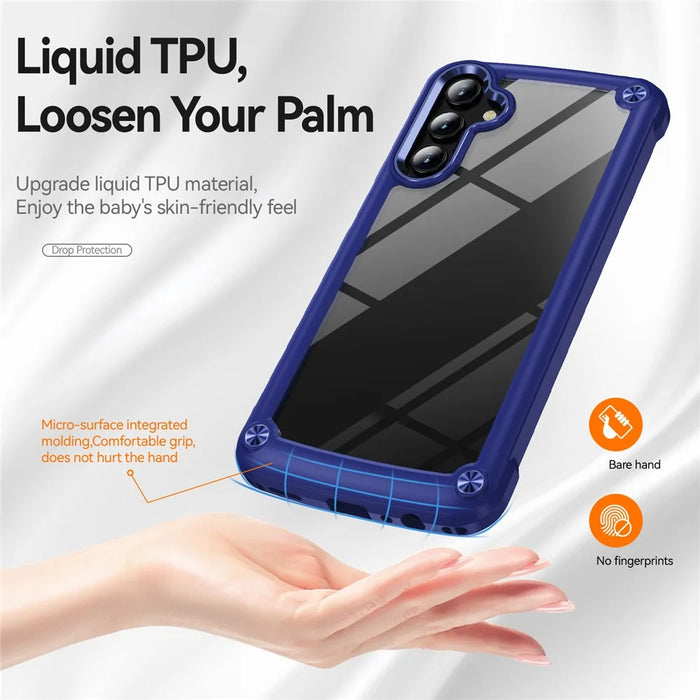 For Samsung Galaxy A35 5G Case TPU Frame Clear PC Back Phone Cover - Blue - 3