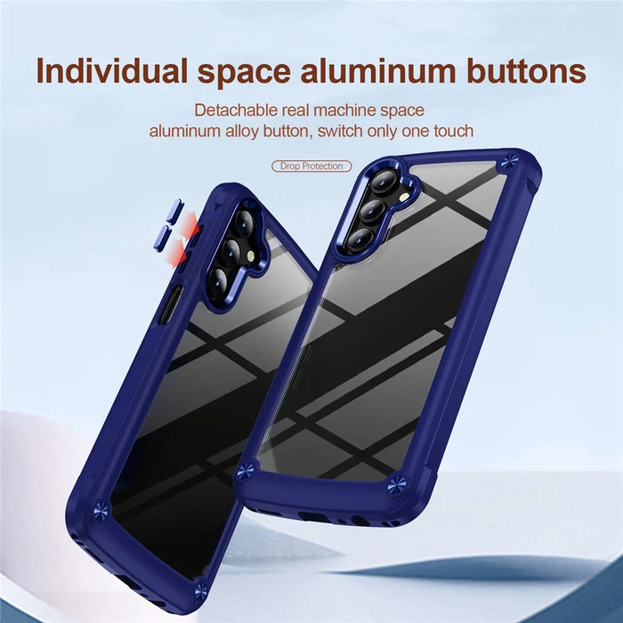 For Samsung Galaxy A35 5G Case TPU Frame Clear PC Back Phone Cover - Blue - 4