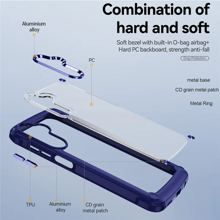 For Samsung Galaxy A35 5G Case TPU Frame Clear PC Back Phone Cover - Blue - 6
