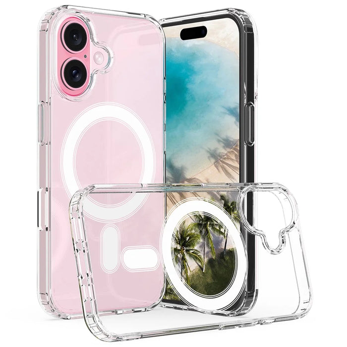 For iPhone 16 Clear Case Compatible with MagSafe TPU+Acrylic Phone Cover - 1