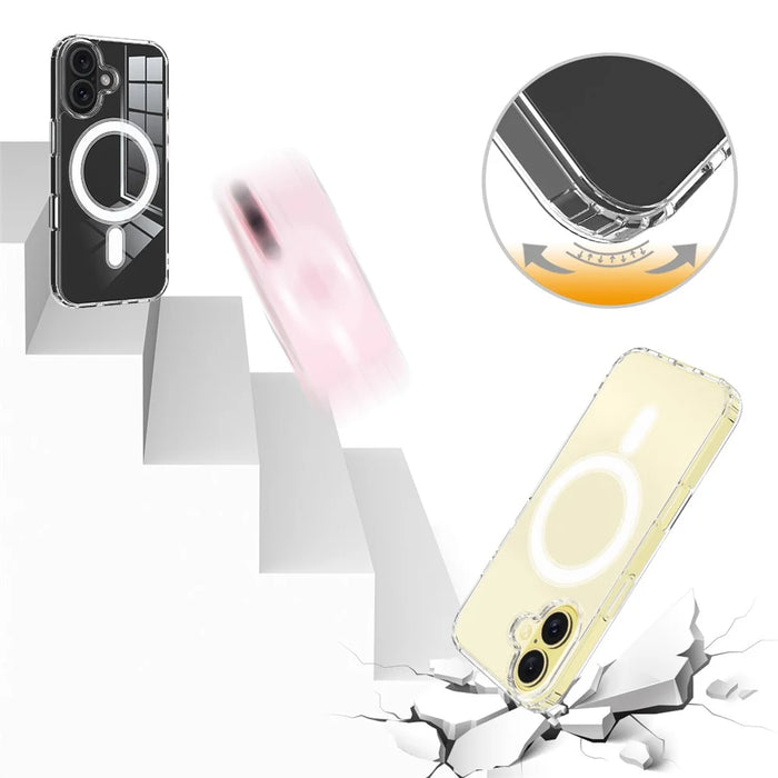 For iPhone 16 Clear Case Compatible with MagSafe TPU+Acrylic Phone Cover - 7