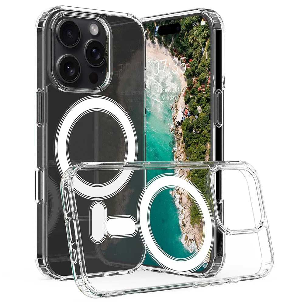 For iPhone 16 Pro Max Case Compatible with MagSafe TPU+Acrylic Clear Back Phone Cover - 1