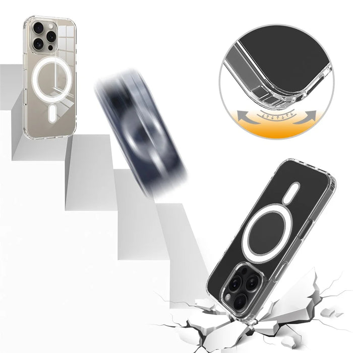 For iPhone 16 Pro Max Case Compatible with MagSafe TPU+Acrylic Clear Back Phone Cover - 6