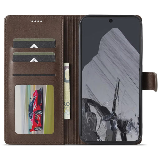 LC.IMEEKE For Google Pixel 9 Pro XL Case Calf Texture PU Leather Flip Phone Cover - Brown - 2