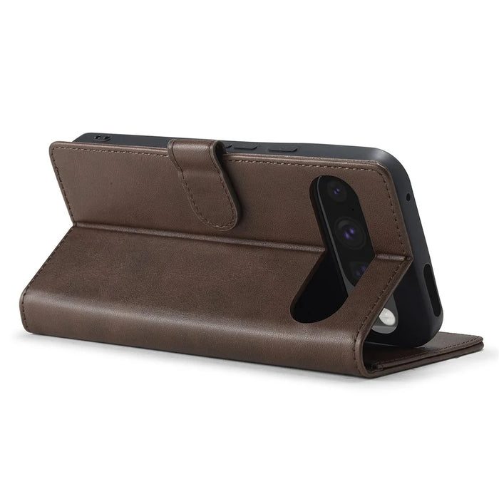LC.IMEEKE For Google Pixel 9 Pro XL Case Calf Texture PU Leather Flip Phone Cover - Brown - 4