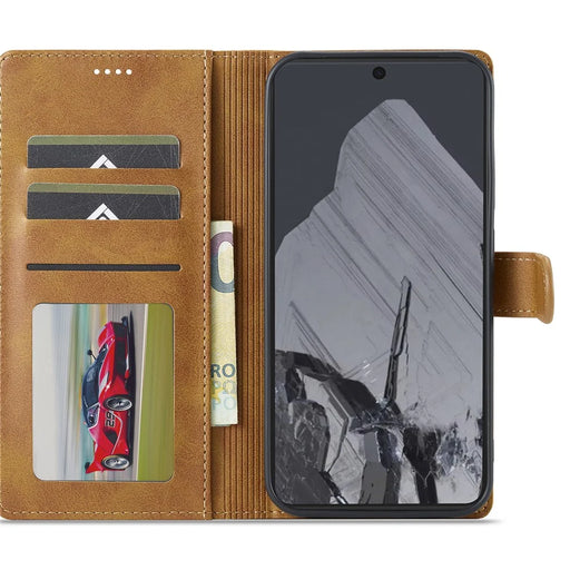 LC.IMEEKE For Google Pixel 9 Pro / Pixel 9 Case Shockproof Wallet PU Leather Phone Cover Calf Texture - Yellow - 2