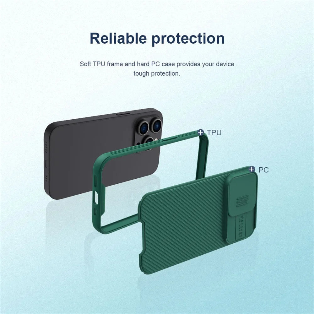 NILLKIN CamShield Pro Series for iPhone 14 Pro Max Slide Camera Protection Anti-scratch Phone Case TPU Frame PC Back Cover - Blue - 4