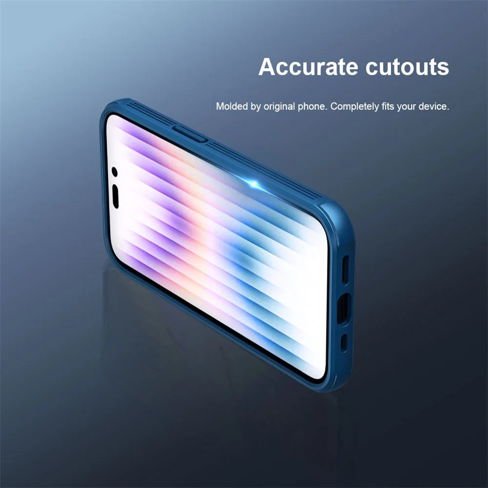 NILLKIN CamShield Pro Series for iPhone 14 Pro Max Slide Camera Protection Anti-scratch Phone Case TPU Frame PC Back Cover - Blue - 6