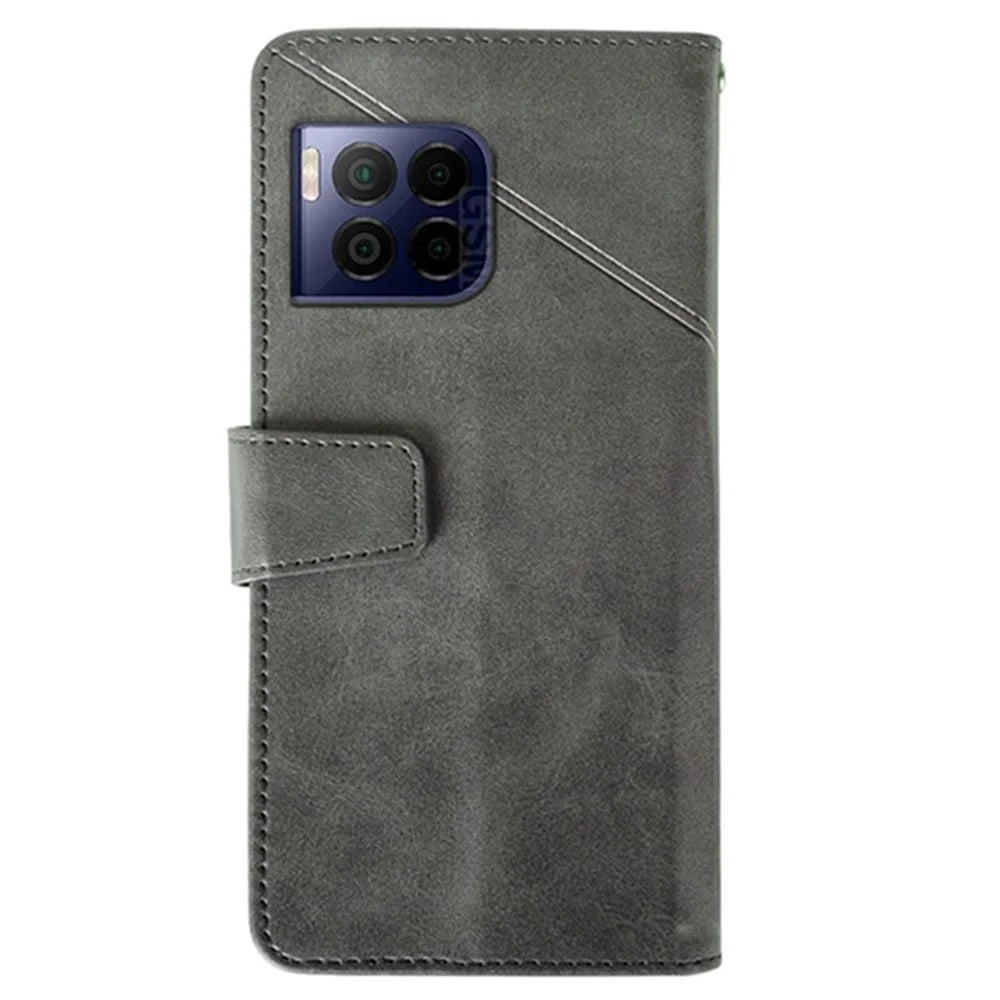IDEWEI For T-Mobile REVVL 7 Pro / T Phone 2 Pro 5G Case Calf Texture Leather Phone Cover - Grey - 5
