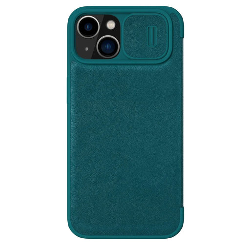 NILLKIN Qin Pro Series for iPhone 14 / iPhone 13 Full Protection Phone Case with Sliding Lens Cover PU Leather Phone Shell Card Holder - Green - 2