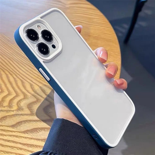 For iPhone 15 Pro Max Color Edge Clear Case Shockproof Acrylic + TPU Phone Cover - Blue - 1