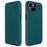 NILLKIN Qin Pro Series for iPhone 14 Plus Cloth Texture Phone Case with Sliding Lens Protection Cover PU Leather Anti-scratch Shell Card Holder - Green - 1