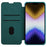 NILLKIN Qin Pro Series for iPhone 14 Plus Cloth Texture Phone Case with Sliding Lens Protection Cover PU Leather Anti-scratch Shell Card Holder - Green - 3