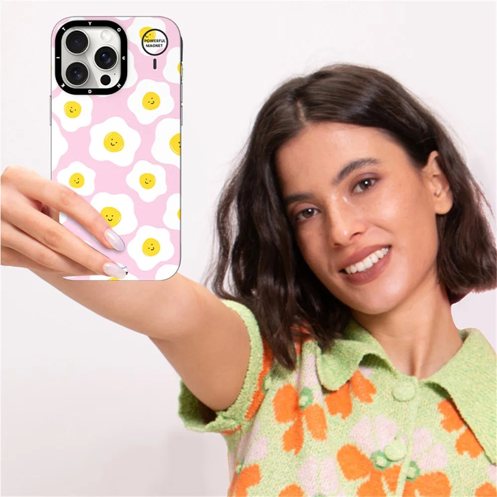 YOUNGKIT Mousse Series For iPhone 14 Pro Case IMD Pattern PC+TPU Magnetic Phone Cover - MUScx003-Poached Egg - 7