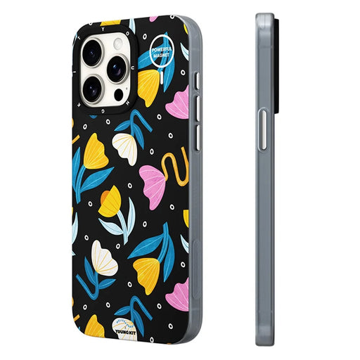 YOUNGKIT Mousse Series For iPhone 13 Pro Case IMD Pattern PC+TPU Magnetic Phone Cover - MUScx001-Flowers - 2