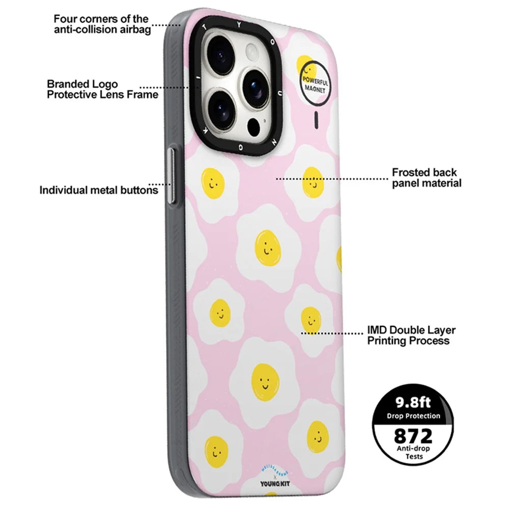 YOUNGKIT Mousse Series For iPhone 13 Pro Case IMD Pattern PC+TPU Magnetic Phone Cover - MUScx001-Flowers - 3