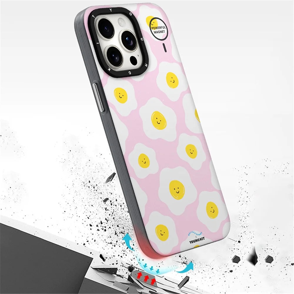 YOUNGKIT Mousse Series For iPhone 13 Pro Case IMD Pattern PC+TPU Magnetic Phone Cover - MUScx001-Flowers - 6