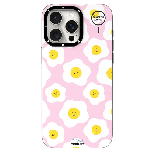 YOUNGKIT Mousse Series For iPhone 13 Pro Max Case IMD PC+TPU Magnetic Phone Cover - MUScx003-Poached Egg - 1
