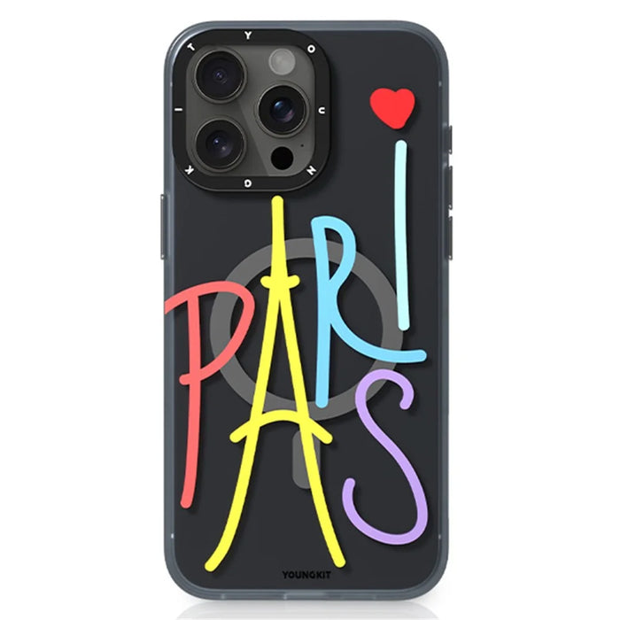 YOUNGKIT Paris Series For iPhone 15 Pro Max Compatible with MagSafe Case IMD Pattern PC+TPU Phone Cover - 1