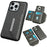 For iPhone 14 Pro Max Kickstand Case PU+TPU Phone Cover Detachable Card Bag - Grey - 1