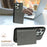 For iPhone 14 Pro Max Kickstand Case PU+TPU Phone Cover Detachable Card Bag - Grey - 7