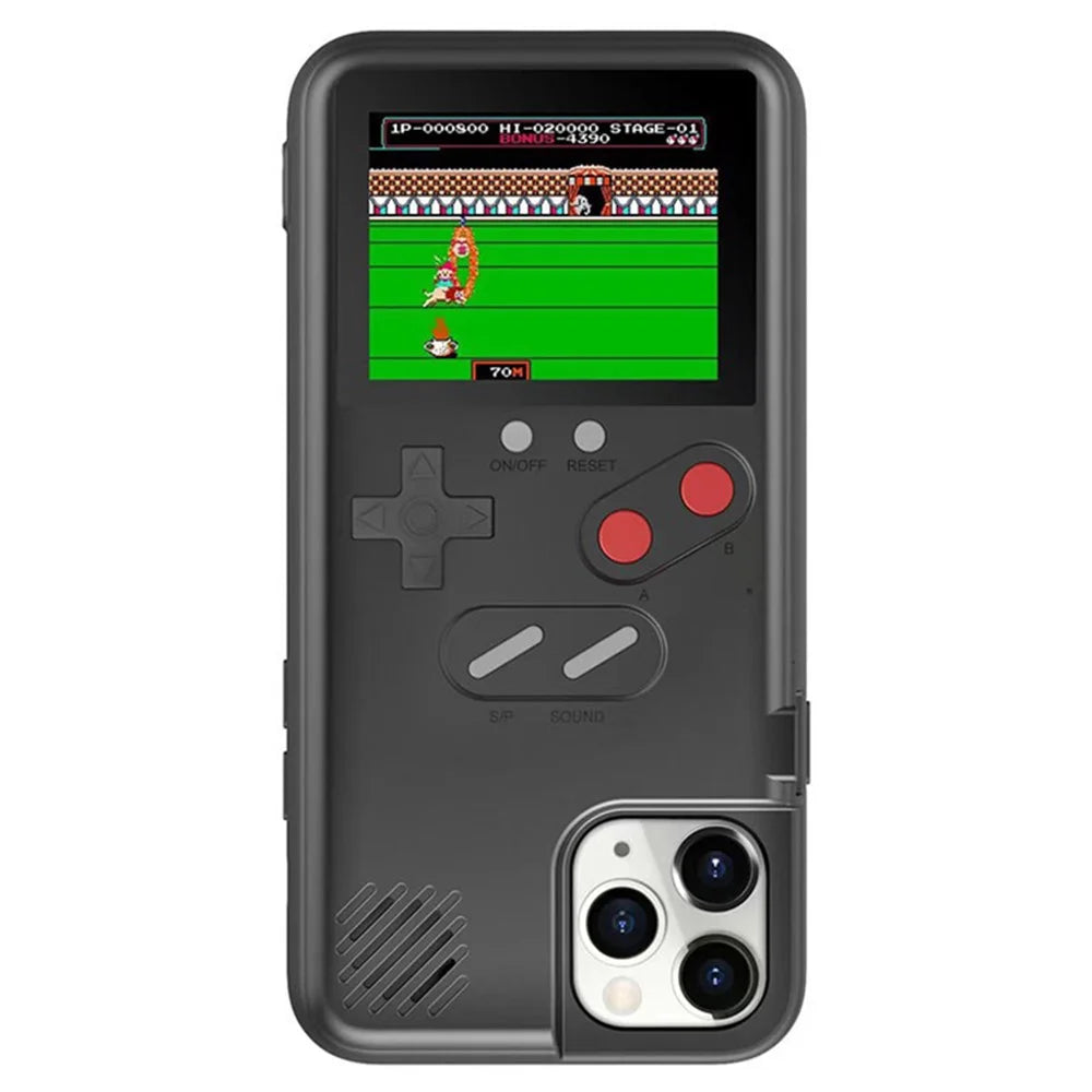 For iPhone 15 Pro Max Case 2.4-inch Color Screen Gaming Console Protective Phone Cover - Black - 1