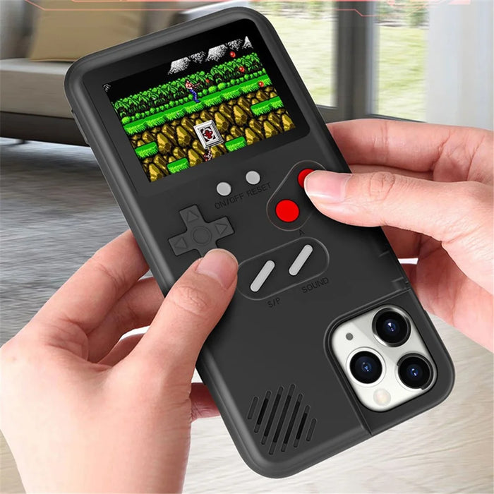 For iPhone 15 Pro Max Case 2.4-inch Color Screen Gaming Console Protective Phone Cover - Black - 4