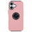 For iPhone 16 Case Anti-Drop PC+TPU Protective Cover with Rotary Kickstand - Rose Gold - 1