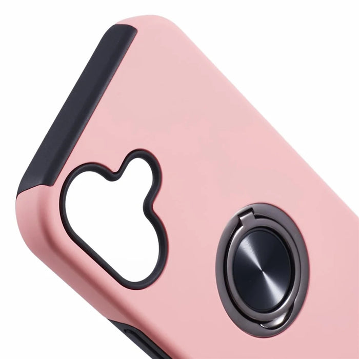 For iPhone 16 Case Anti-Drop PC+TPU Protective Cover with Rotary Kickstand - Rose Gold - 7