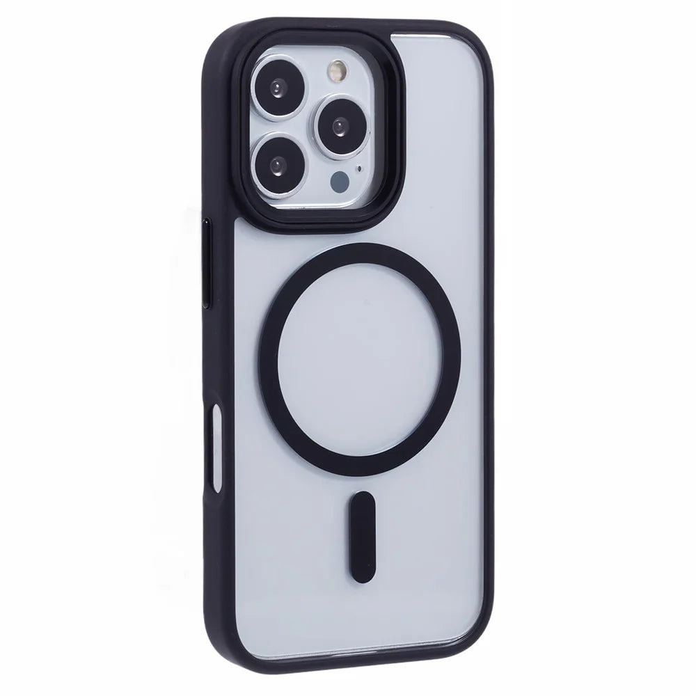 For iPhone 16 Pro Max Phone Case Clear Back PC+TPU Cover Compatible with MagSafe - Black - 3