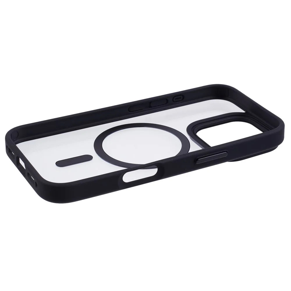 For iPhone 16 Pro Max Phone Case Clear Back PC+TPU Cover Compatible with MagSafe - Black - 5
