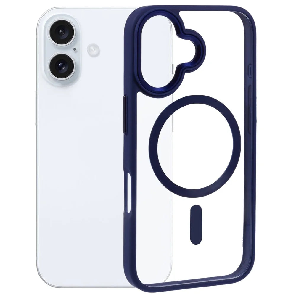 For iPhone 16 Plus Case Drop-Proof PC+TPU Phone Cover Compatible with MagSafe - Blue - 1