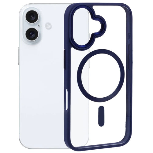 For iPhone 16 Plus Case Drop-Proof PC+TPU Phone Cover Compatible with MagSafe - Blue - 1